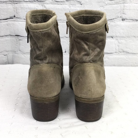 BareTraps Kammy Tan Leather Zip Up Round Toe Chunky Heel Ankle Boot Women's 11M - Picture 6 of 14